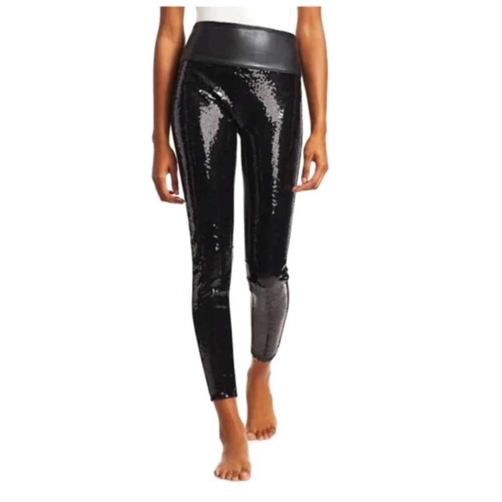Spanx Faux Leather Sequin Front Leggings.